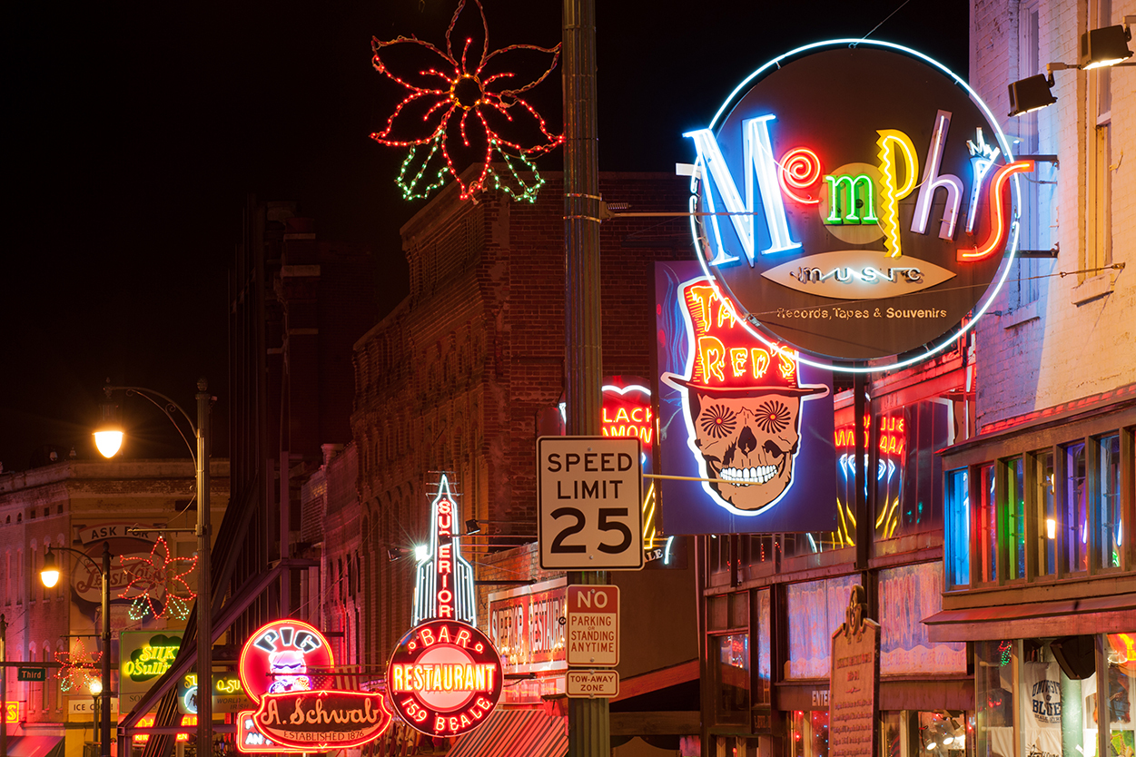 Beale street at night