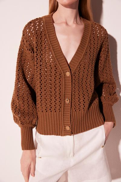Cardigan Oversized Palma Marrom - aguadecoco