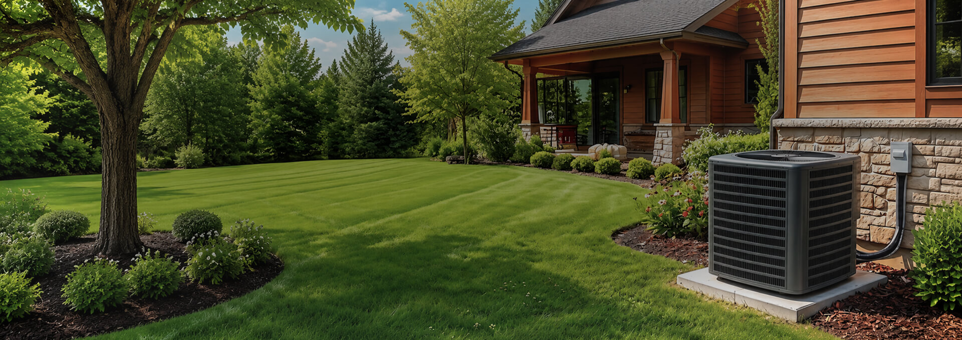 House with outdoor air conditioning unit