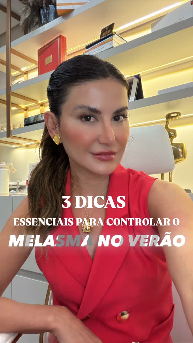 Letícia Lesca, reel thumbnail melasma, blazer vermelho