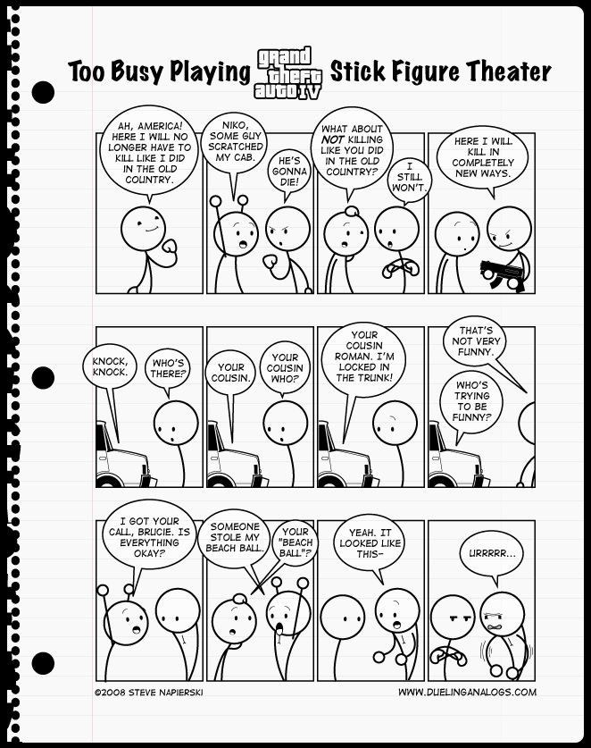 Too Busy Playing GTA IV Stick Figure Theater