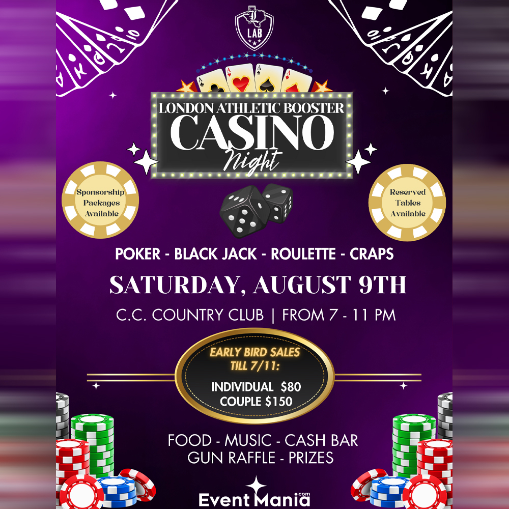 Event London Athletic Booster Casino Night Poster