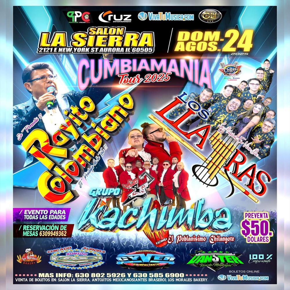 Event Cumbiamania Tour 2025 @ La Sierra - Aurora, IL Poster