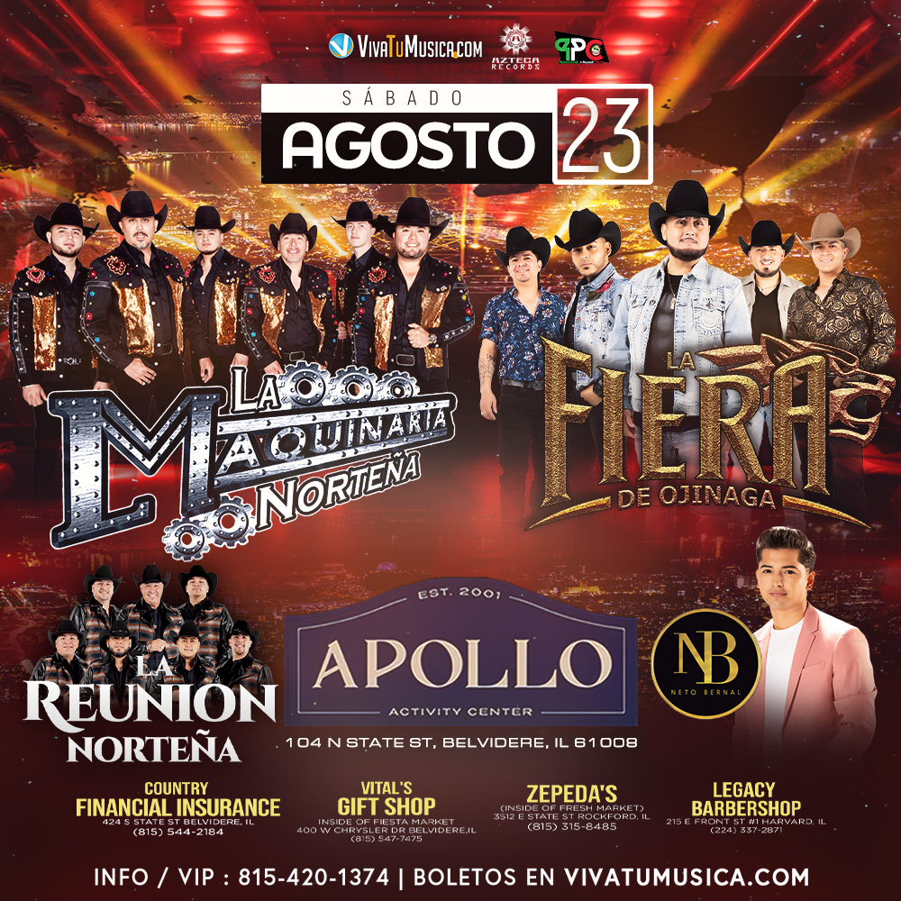 Event Maquinaria Norteña & Fiera De Ojinaga @ Apollo - Belvidere, IL Poster