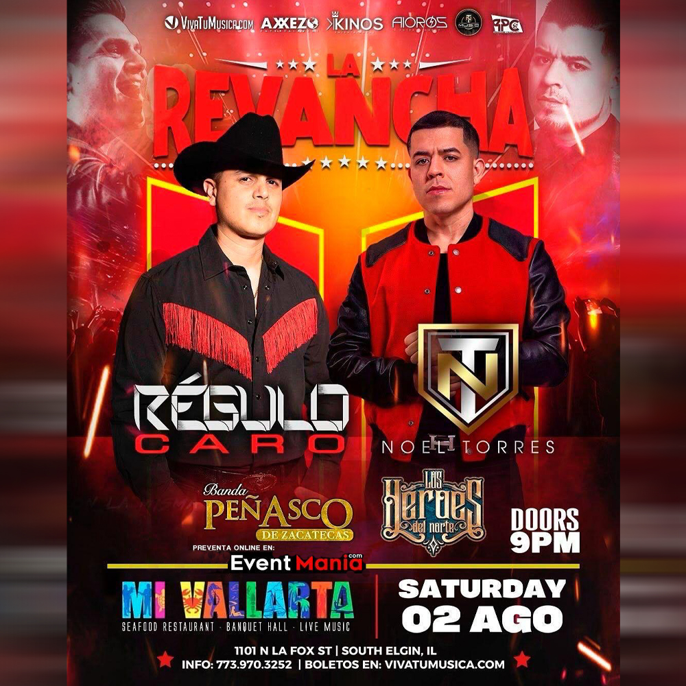 Event Regulo Caro y Noel Torres - Elgin, IL Poster