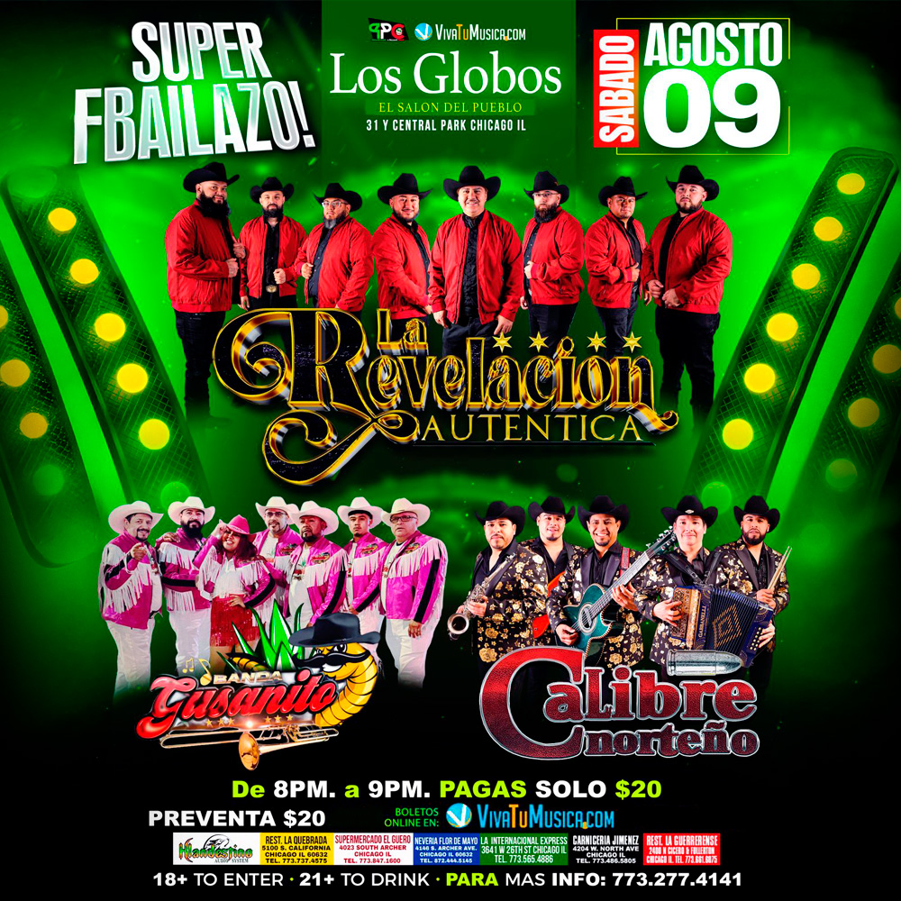 Event Super Bailazo @ Los Globos - Chicago, IL Poster