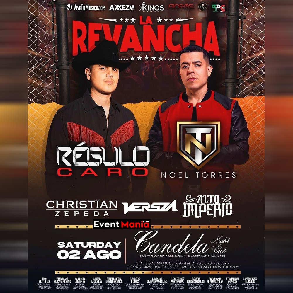 Event Regulo Caro y Noel Torres - Niles, IL Poster