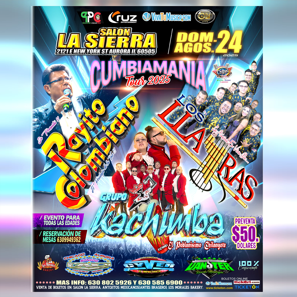Event Cumbiamania Tour 2025 - Aurora, IL Poster