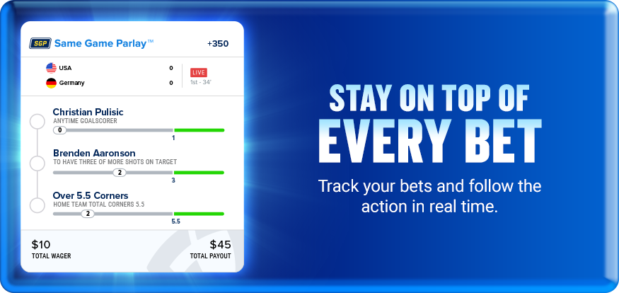 stay on top of every bet! track your bets and see them real time!