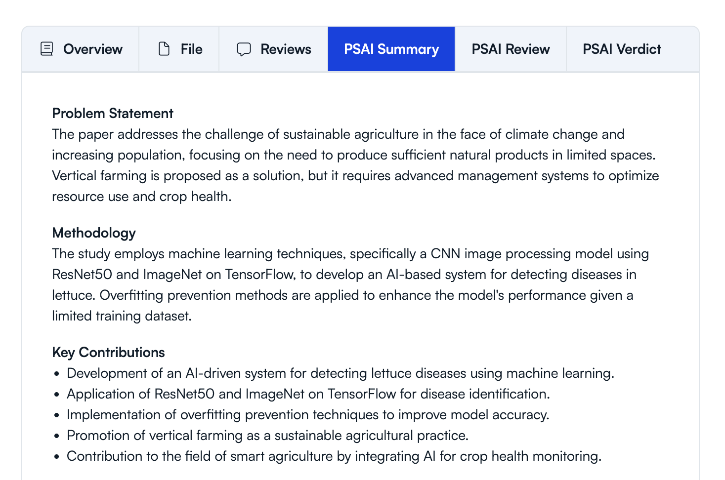PeerSubmit - PSAI Summary