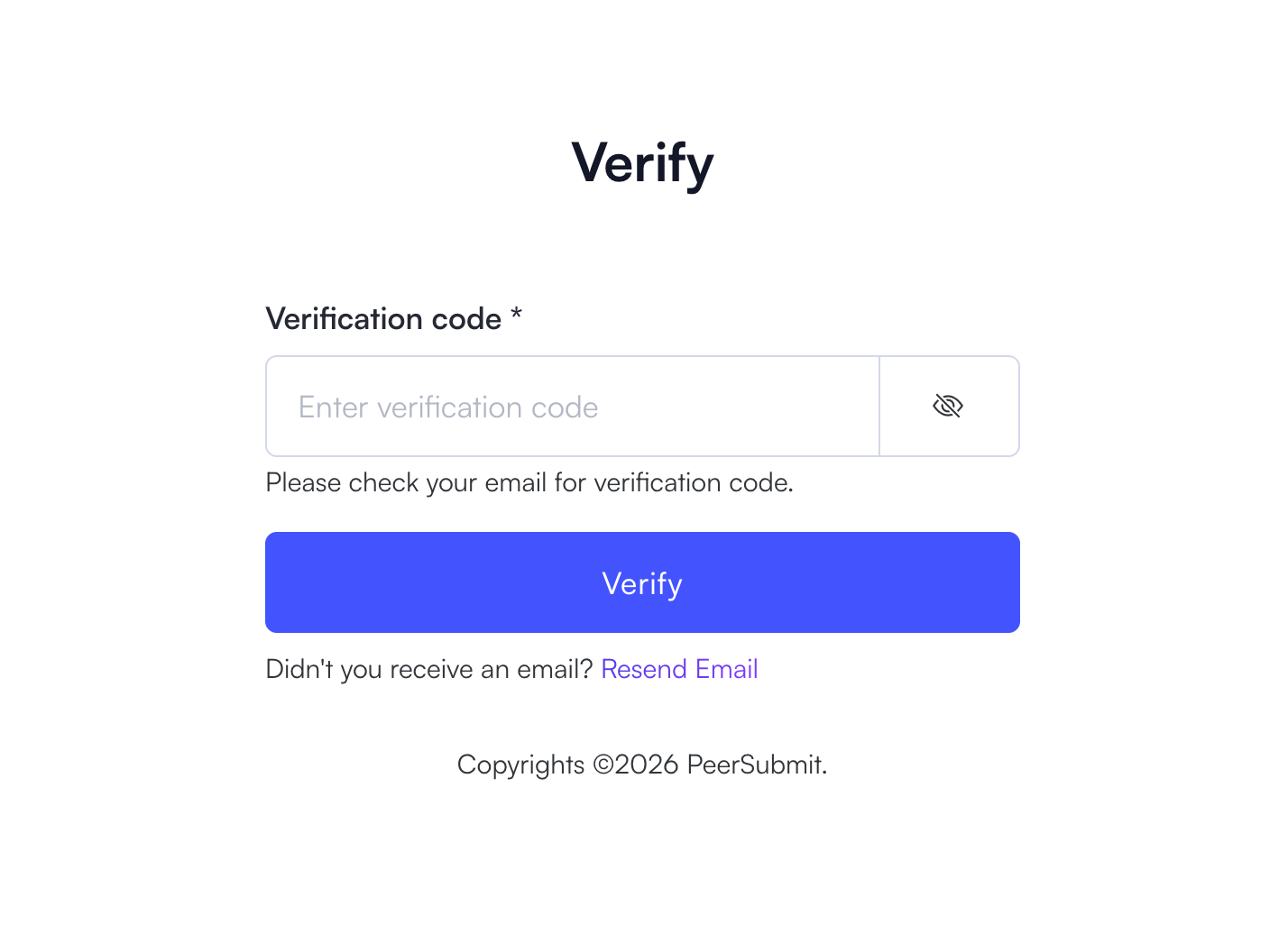 PeerSubmit email verification step