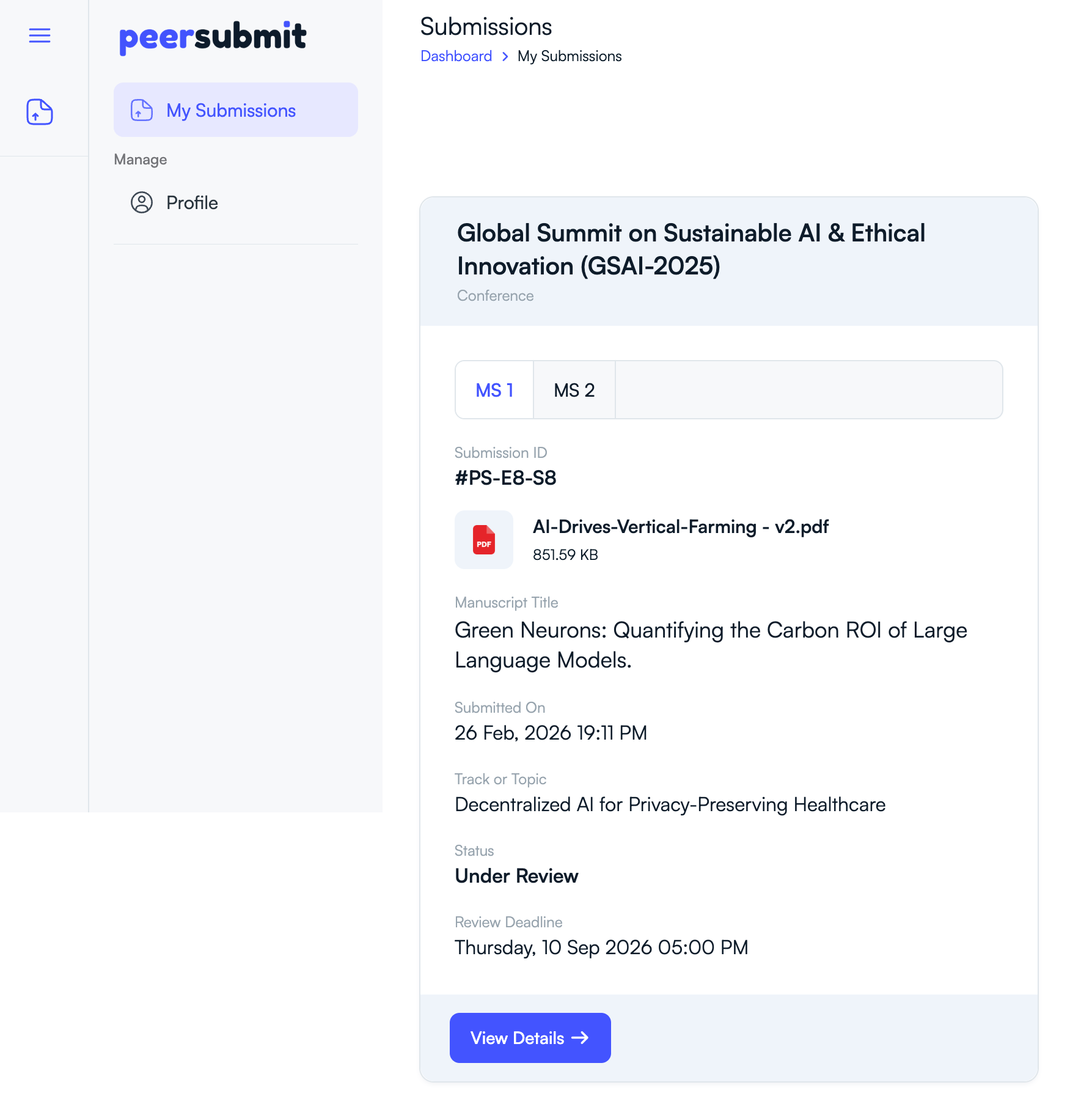 PeerSubmit - My Submissions