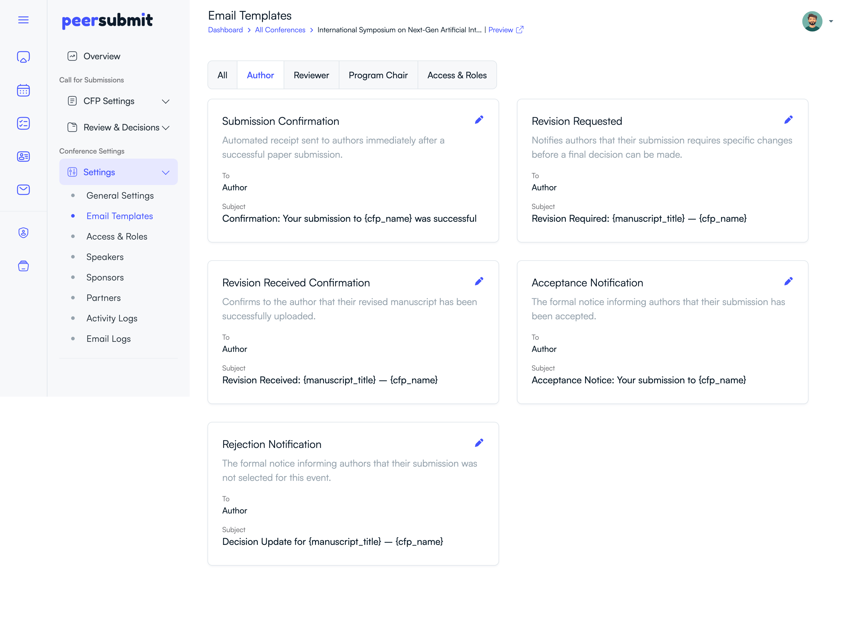 Conference email templates