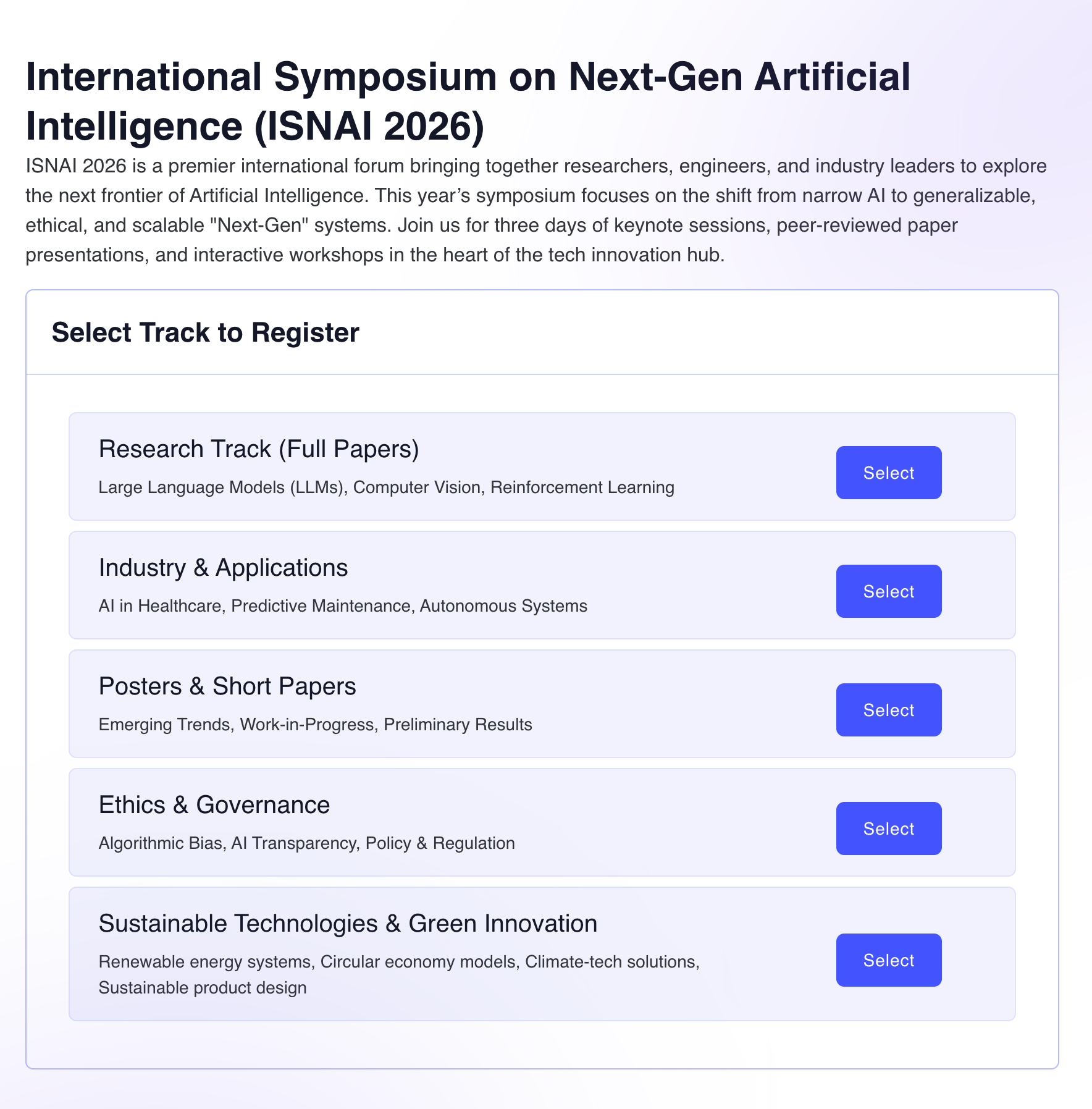 Conference submission tracks