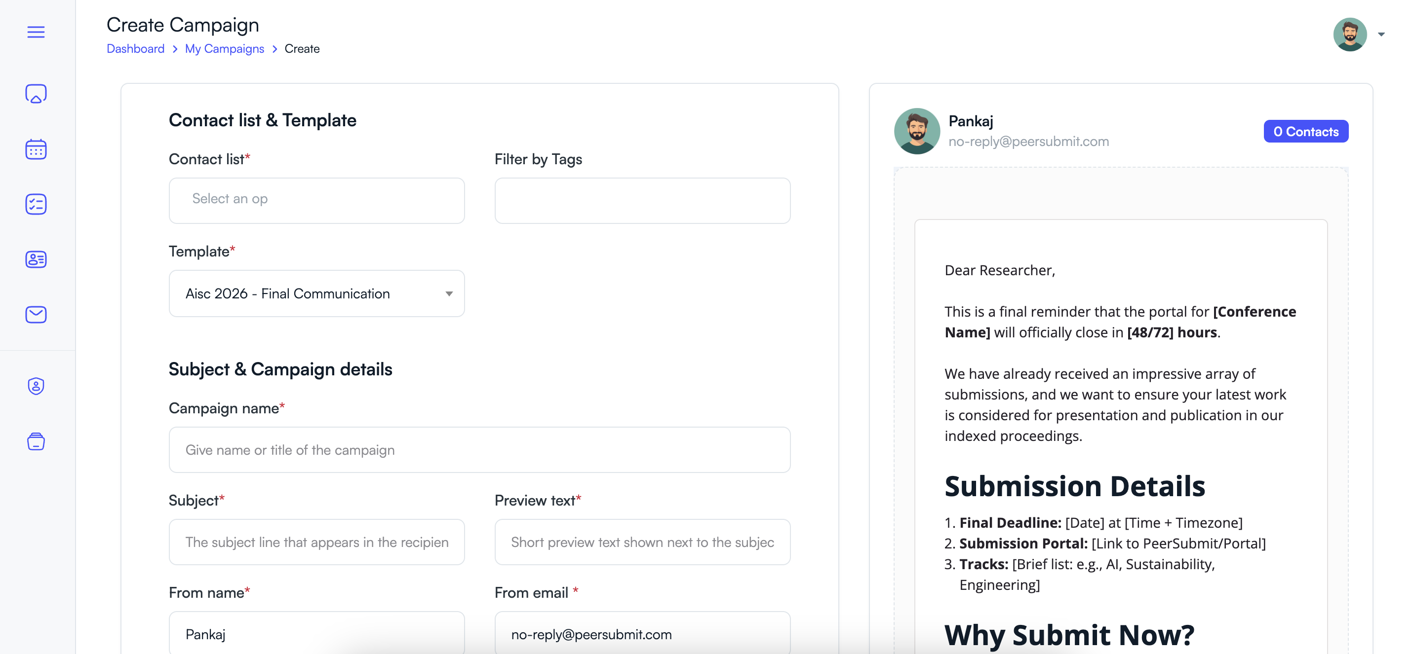 Create email campaign