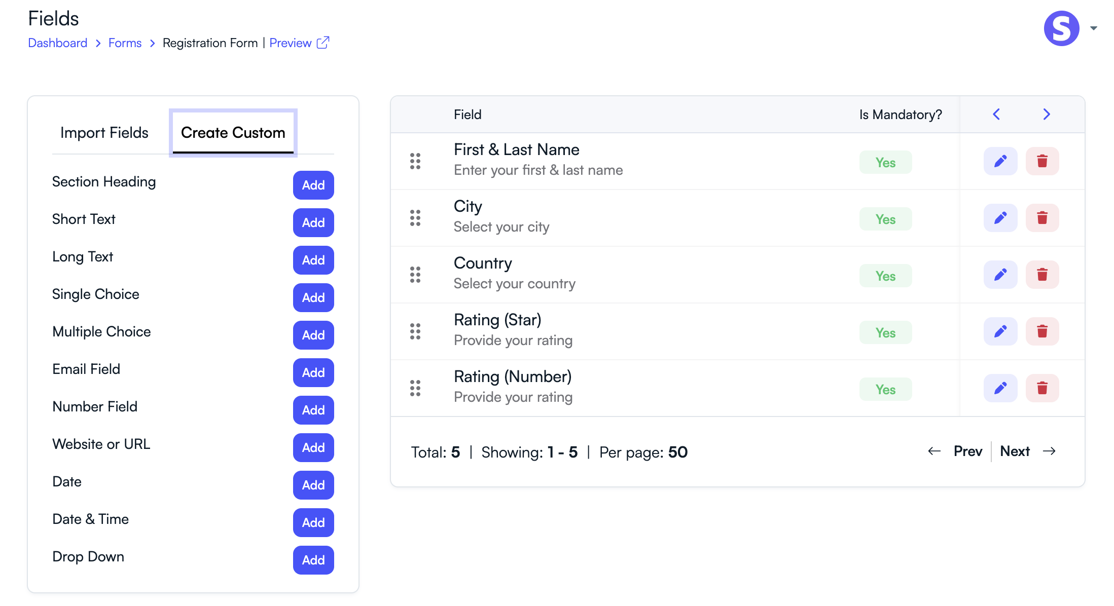 PeerSubmit fields custom