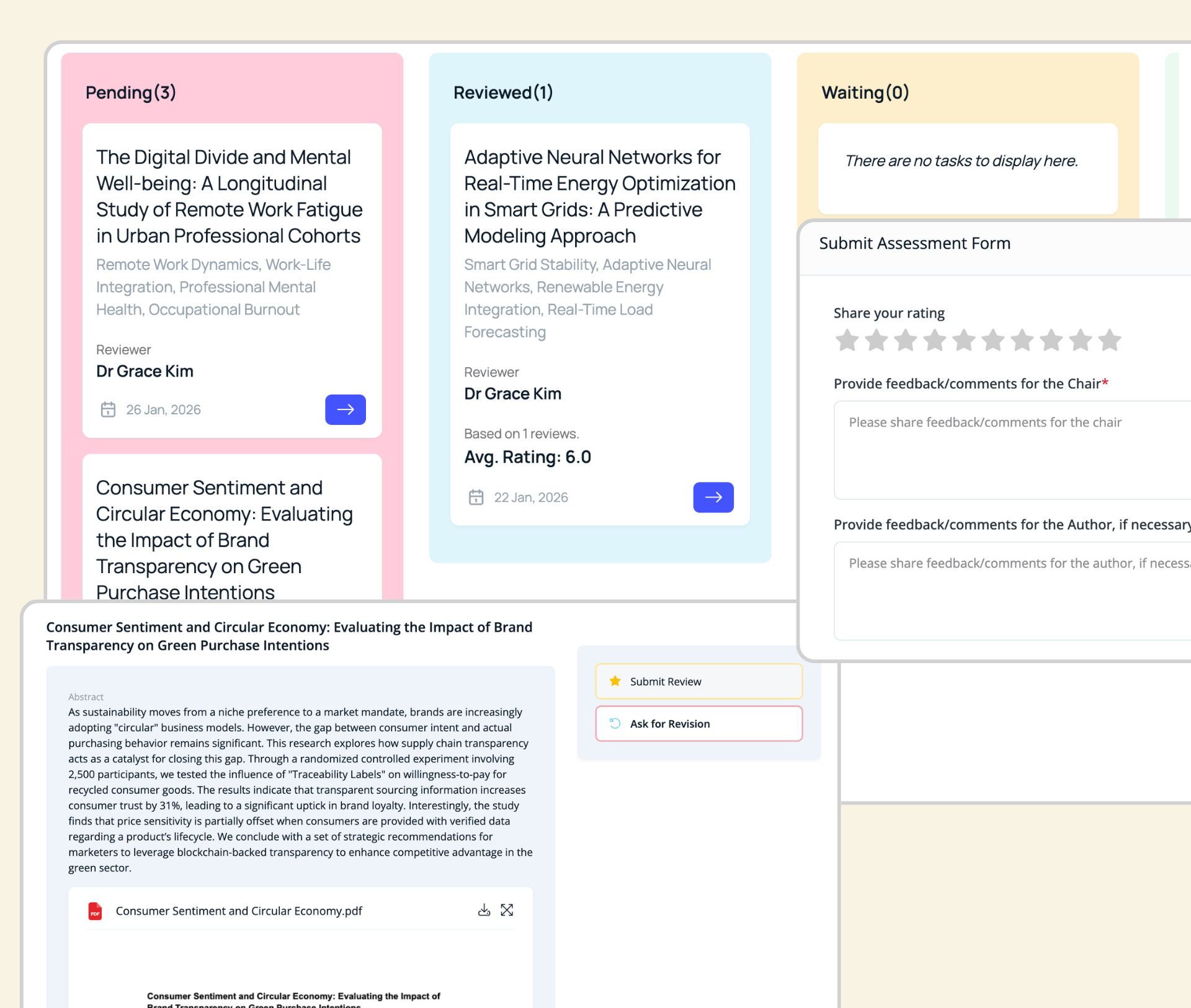 PeerSubmit - Comprehensive Review and Decision Workflow