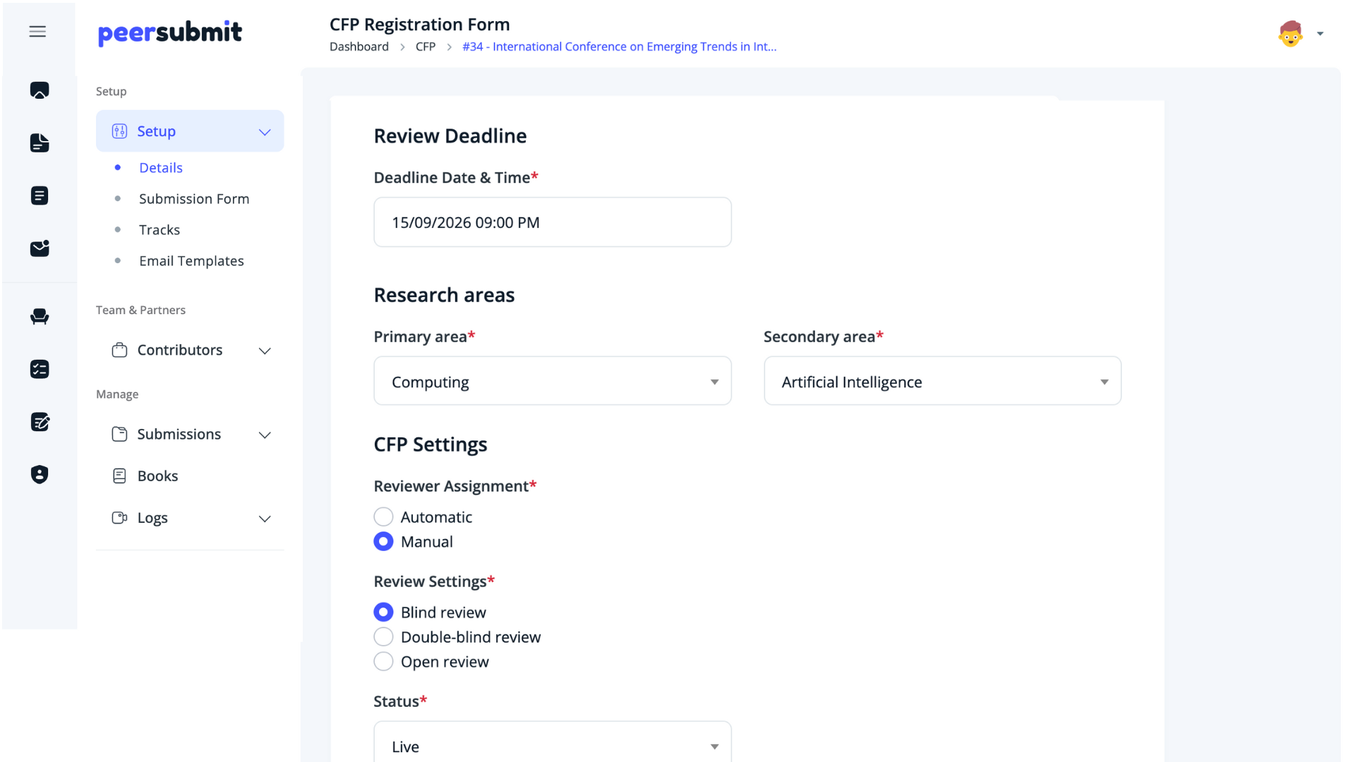 PeerSubmit - Call for Paper Peer Review Software