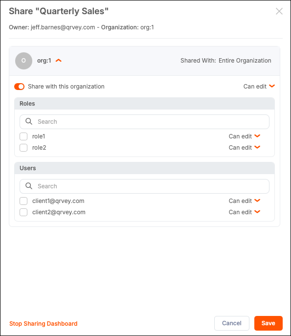 Sharing for tenant organization