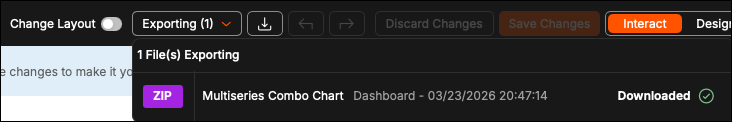 Interact toolbar with Export dropdown