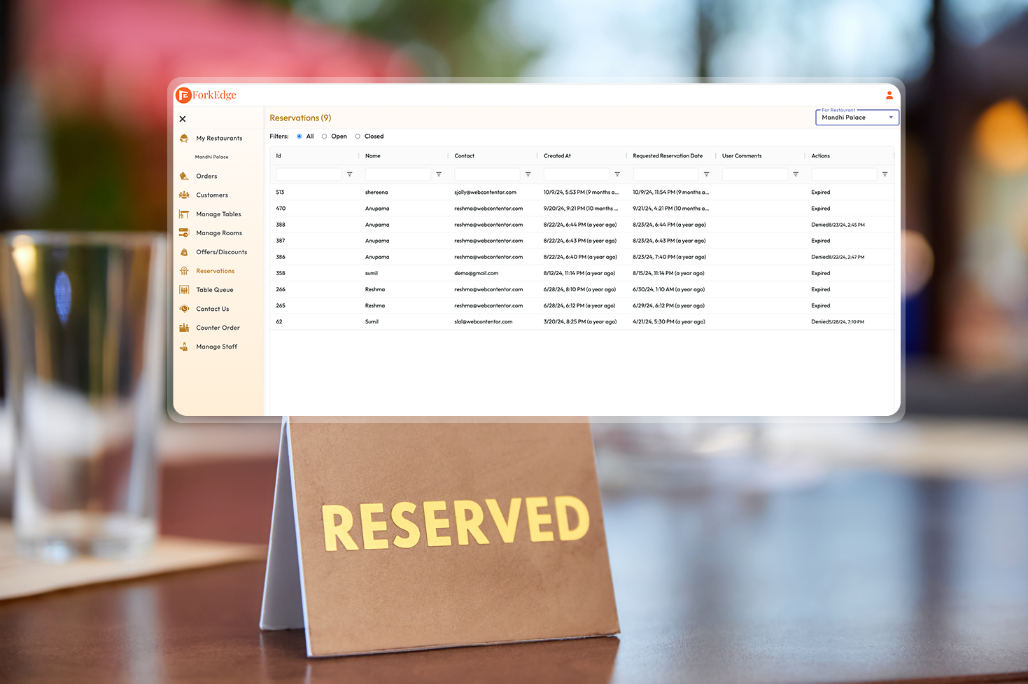 Table Reservations