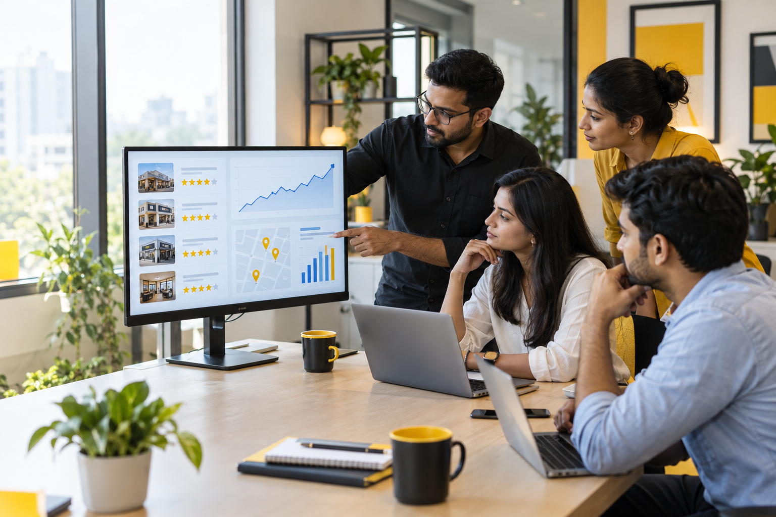 Agency team comparing reputation management software for multiple clients