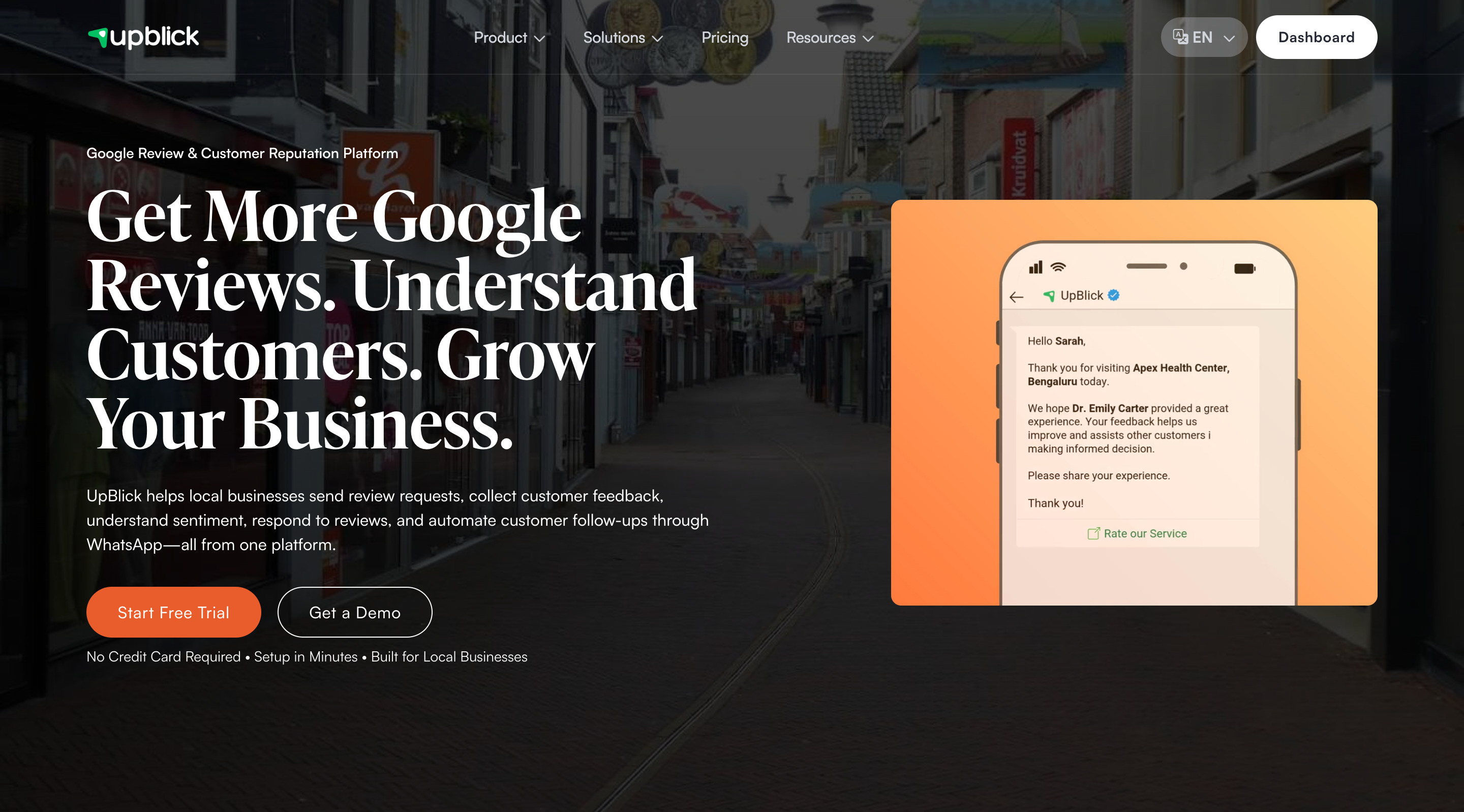UpBlick reputation dashboard for local and multi-location businesses
