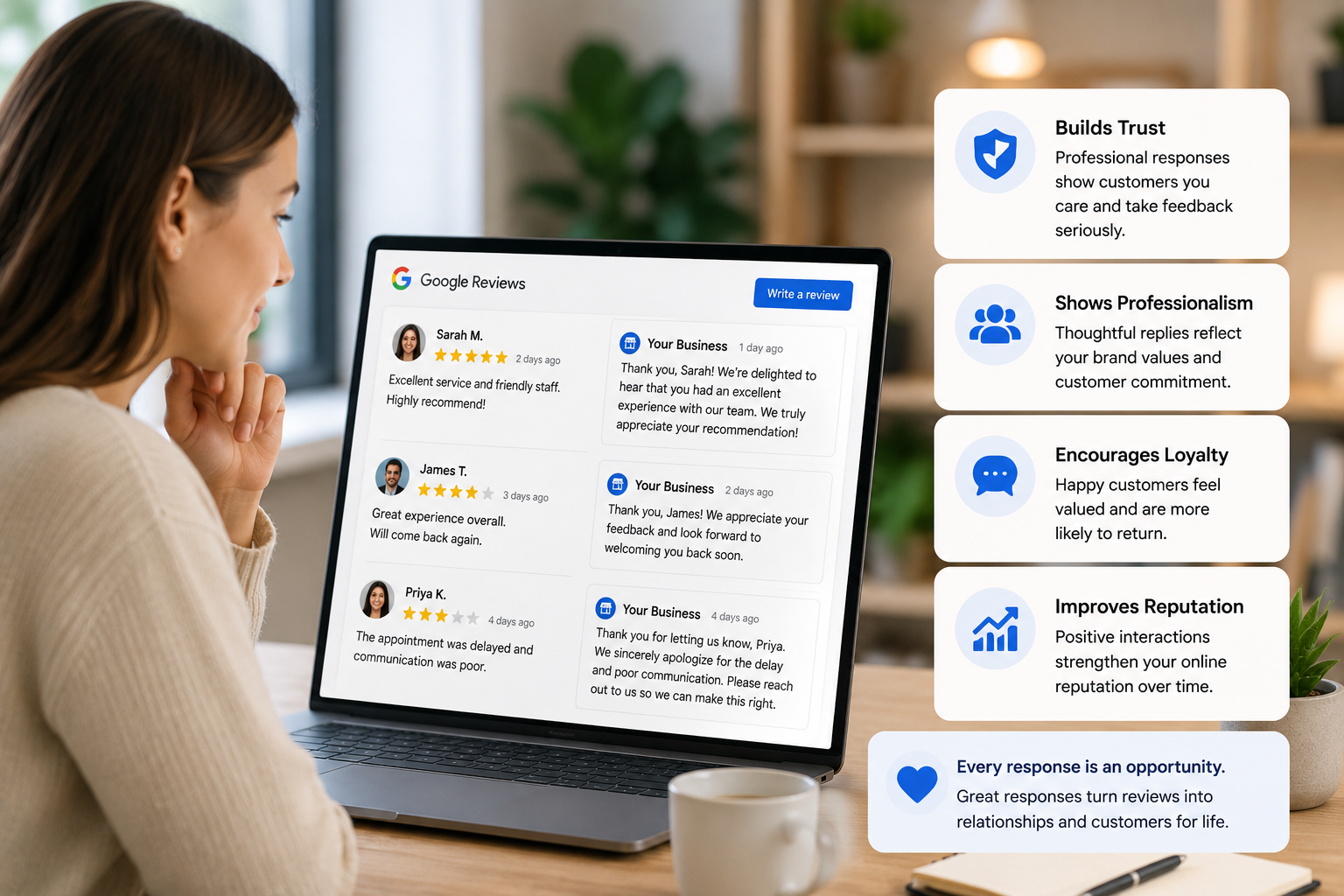 Customers reading review responses