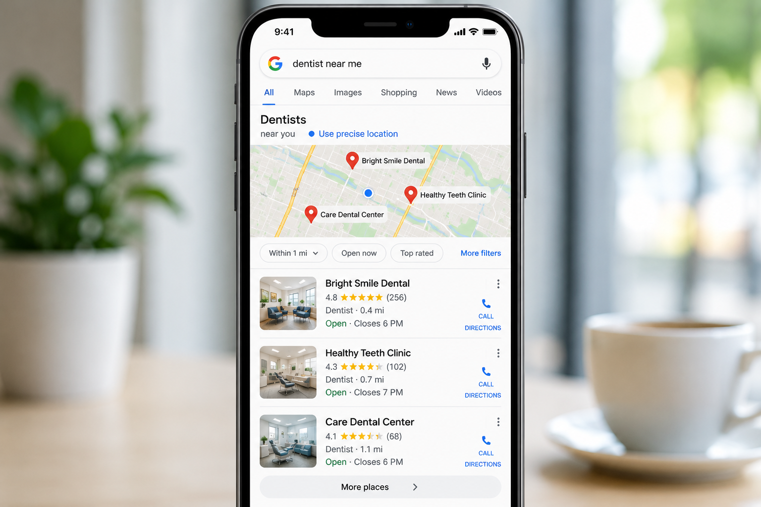 Customer searching local businesses