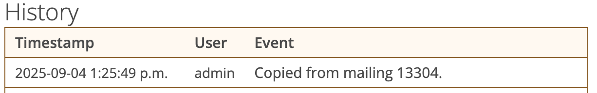 Admin Log showing the correct copy id