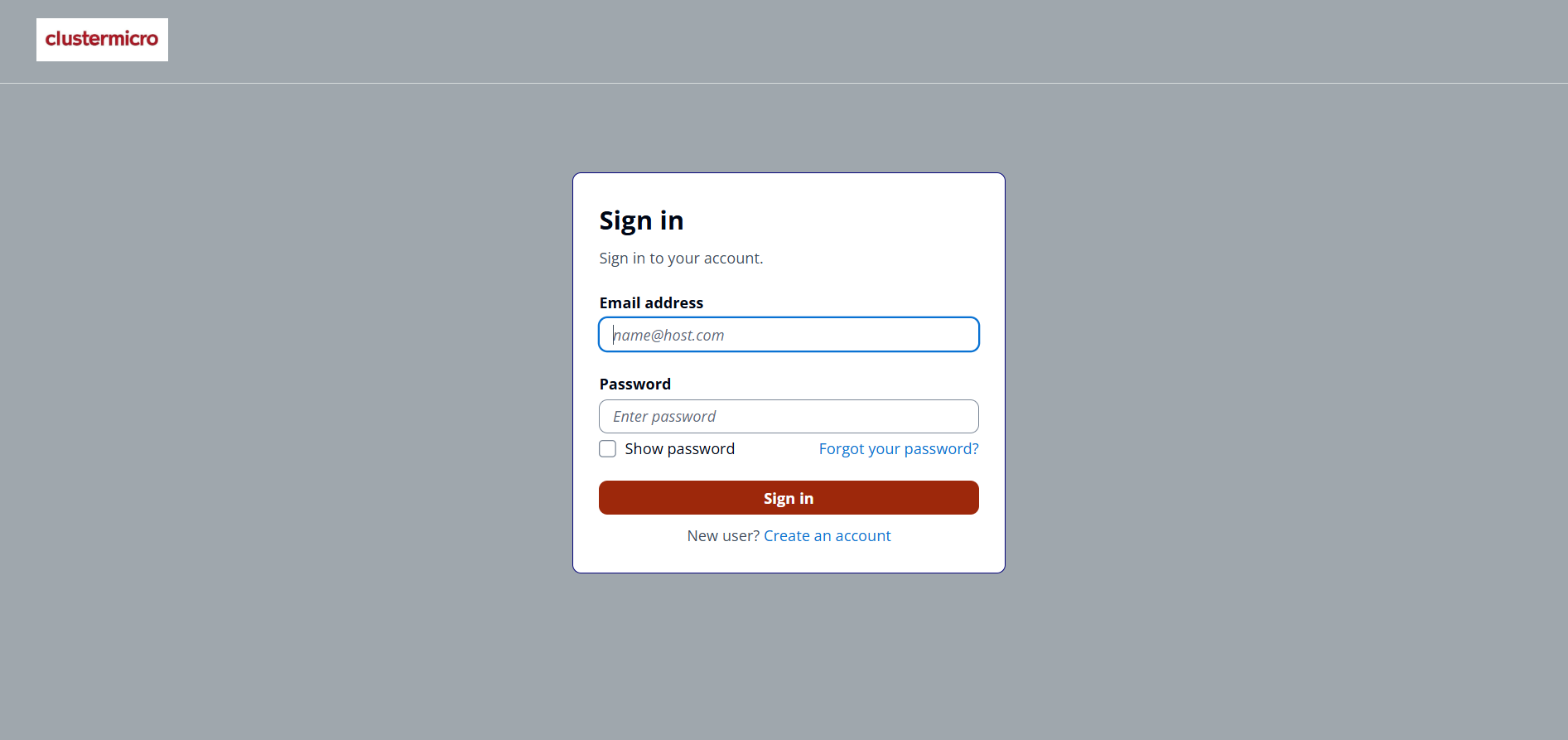 ClusterMicro Login Screen