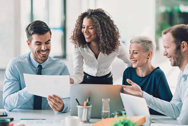 employees in a meeting