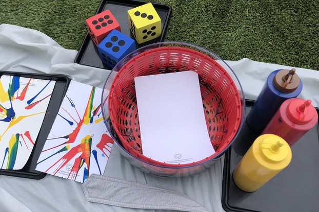painting activities on a blanket by My Third Hand
