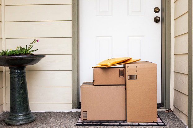packages left outside the front door of a home