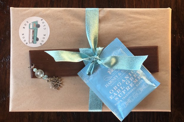 Gift-wrapped book by The Book Bus.