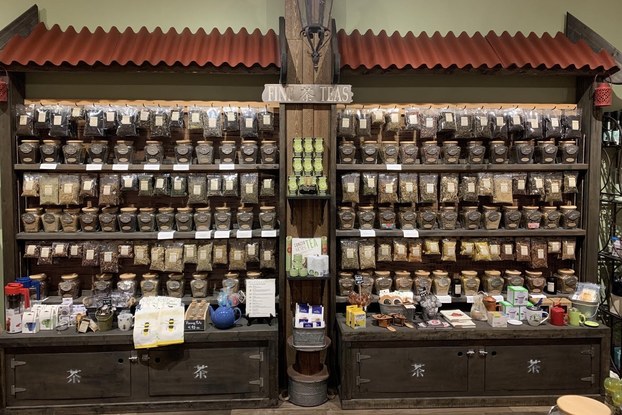Interior product shelves of The Spice and Tea Exchange of Haddonfield.