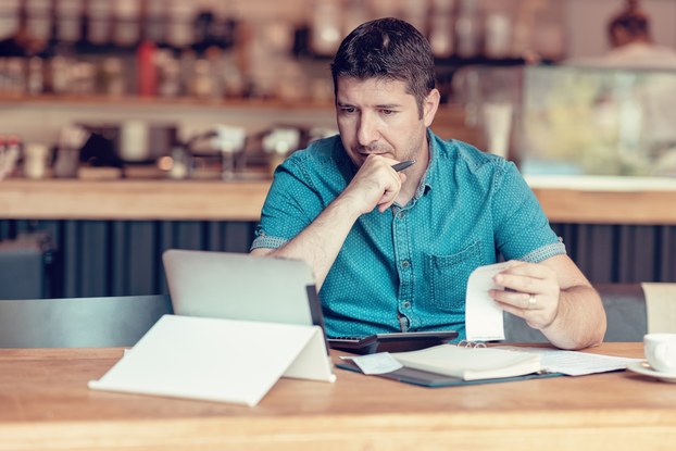 Business owner works on financials