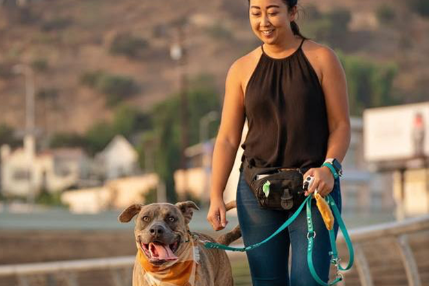 Michelle Chu, founder of Kono's Kitchen, with her dog Kono.