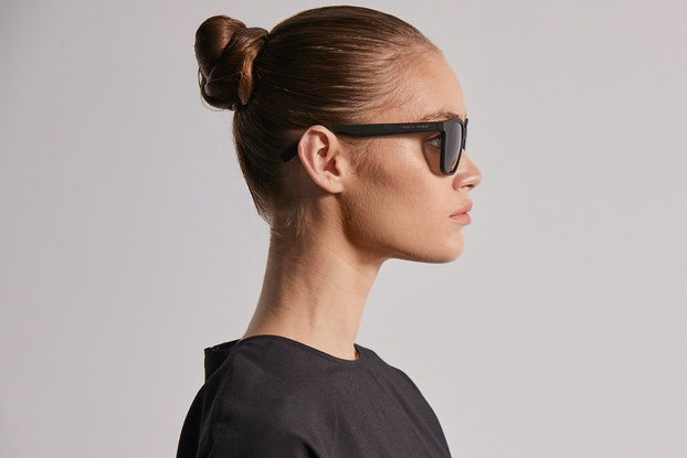 Model wearing Covalent's Berguson sunglasses.