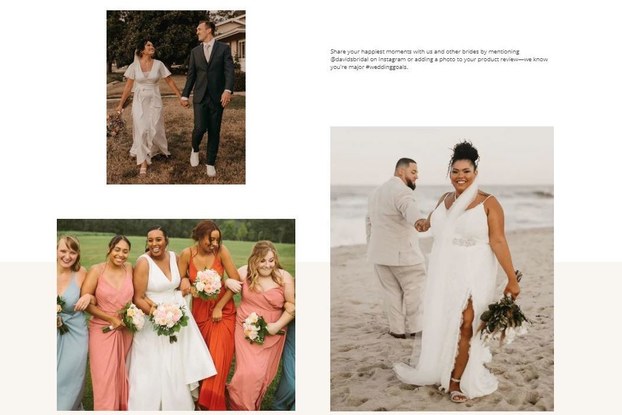 Collage of David's Bridal customers posting on social media.