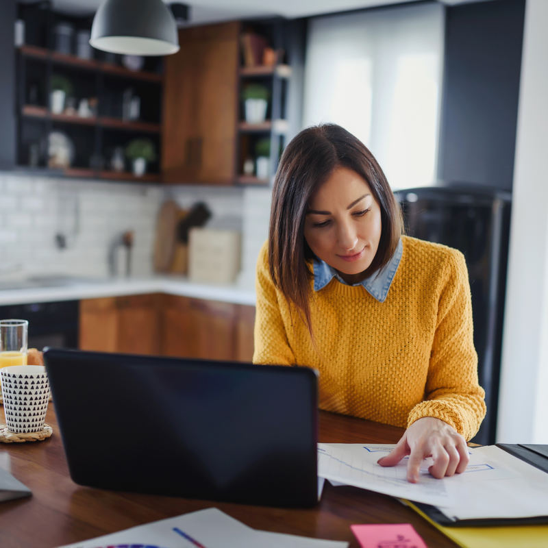 Young business entrepreneur woman working at home