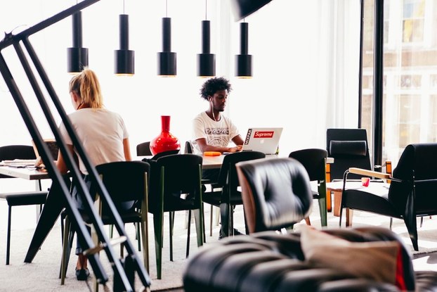 Interior of a meeting room inside a CitizenM hotel.