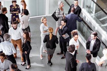  Business people at a trade convention 