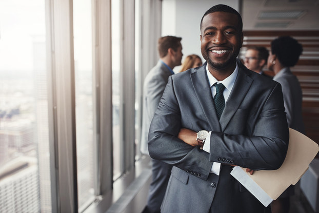 Happy man in business suit