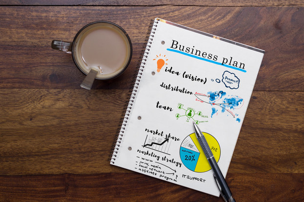 Business plan in notebook