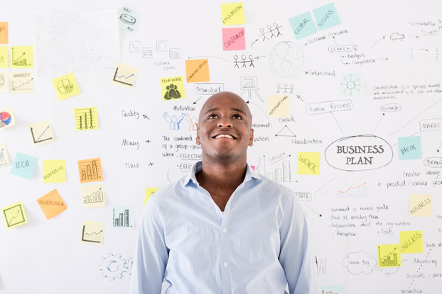 Man thinking about business plan