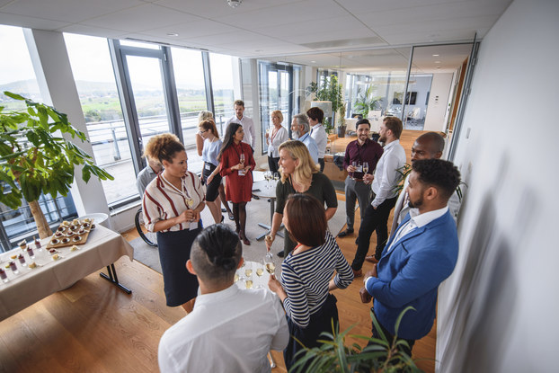 group of professionals at a networking event