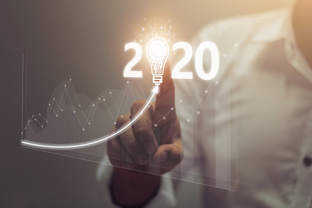lit up graph showing business growth 2020