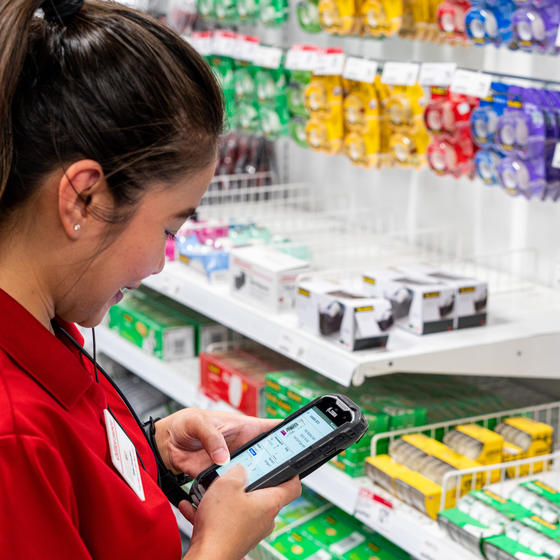 office depot employee using zebra technology in store