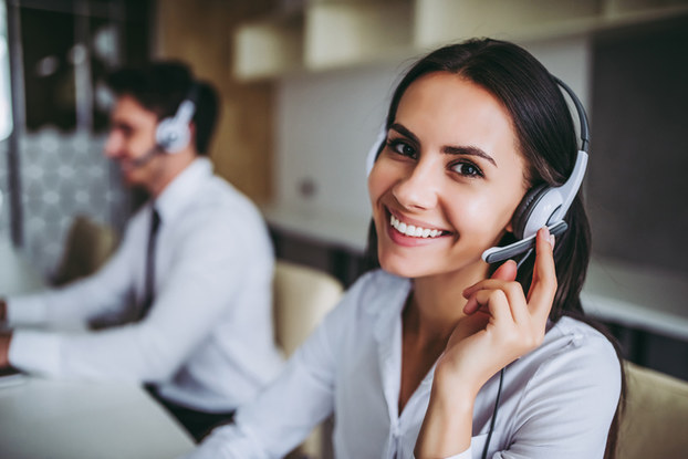 Worker with headset